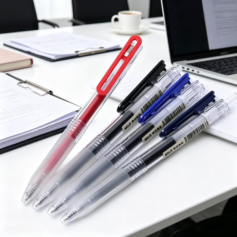 Muji Stationery Gel Pen - 0,5-mm-einziehbare MUJI-Gelstifte, schwarz/blau/rot/dunkelblaue Tinte, reibungsloses Schreiben,
