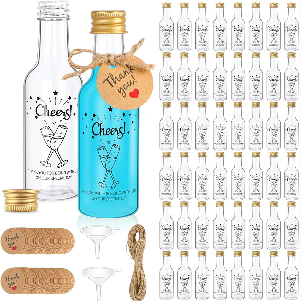 Water Bottle Blank - 50er-Pack Mini-Likörflaschen, 1,7oz/50ml Mini-Weinflaschen, leere Schnapsgläser